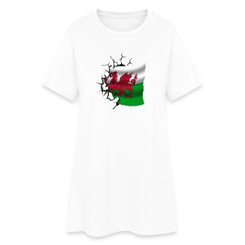 Flagge von Wales - Walisisch - Flagge gebrochenes Design - Frauen T-Shirt-Kleid - Weiß - Vorne