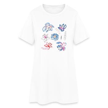 Floral ornament - Women’s T-Shirt Dress - white - Front