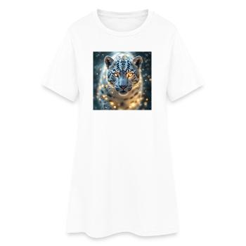 Animal Totem Léopard Blanc - Robe T-shirt Femme - blanc - Devant