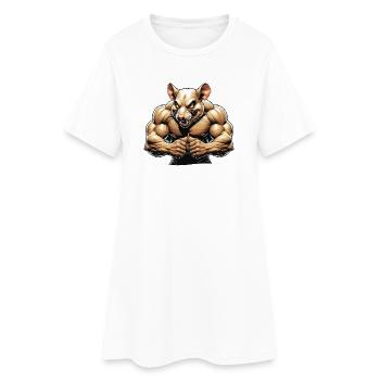 Heftige anthropomorphe Nagetier-Illustration - Frauen T-Shirt-Kleid - Weiß - Vorne