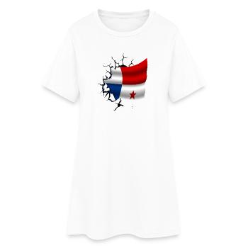 Flag of Panama - Panama - Flag Broken Design - Women’s T-Shirt Dress - white - Front