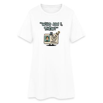 Wer bin ich dann? - Frauen T-Shirt-Kleid - Weiß - Vorne