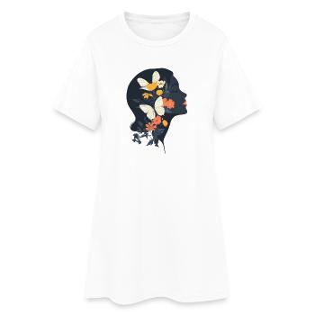 Frauenkopf Blumen Weltfrauentag Kreativ Abstrakte - Frauen T-Shirt-Kleid - Weiß - Vorne