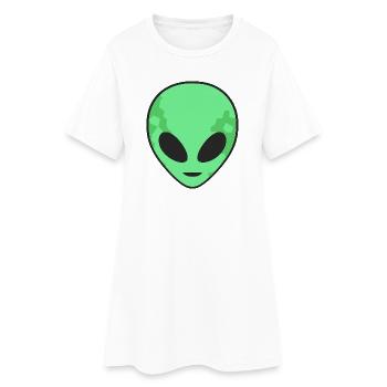 Tête d’extraterrestre verte - Robe T-shirt Femme - blanc - Devant