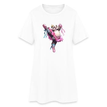 Panda Ballerina - Frauen T-Shirt-Kleid - Weiß - Vorne