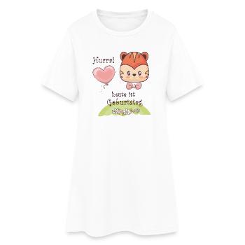Hurra, heute ist Geburtstag Happy Birthday - Frauen T-Shirt-Kleid - Weiß - Vorne