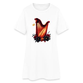 La mélodie cosmique, la magie de la harpe. - Robe T-shirt Femme - blanc - Devant
