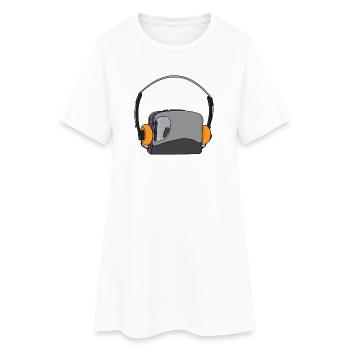 Lecteur audio cassette portable cool - Robe T-shirt Femme - blanc - Devant