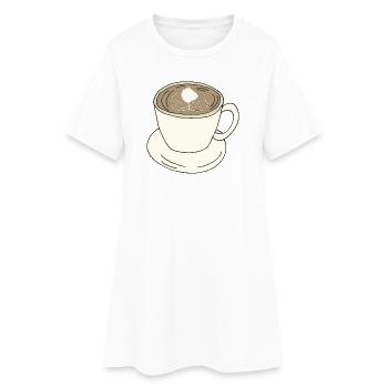coffee cup - Women’s T-Shirt Dress - white - Front