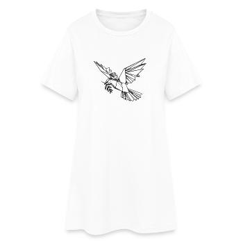 La colombe de la paix en origami avec un rameau d’olivier - Robe T-shirt Femme - blanc - Devant