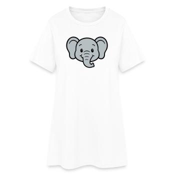 Playful elephant print for children - Women’s T-Shirt Dress - white - Front