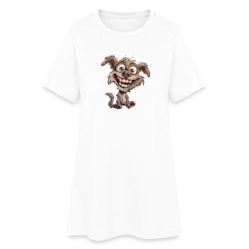 Un chien de dessin animé riant - Robe T-shirt Femme - blanc - Devant
