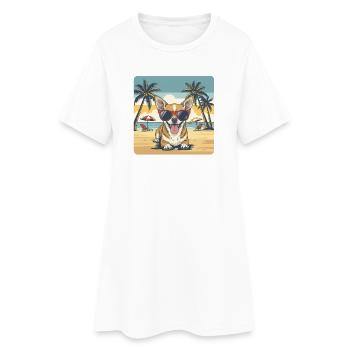 Chihuahua Beach Dog with Sunglasses - Women’s T-Shirt Dress - white - Front