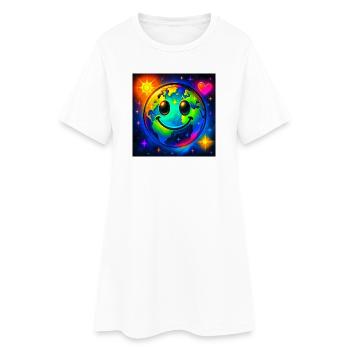 Farbige Glückserde im Neon-Universum - Frauen T-Shirt-Kleid - Weiß - Vorne