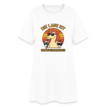 Die Lage ist besäufniserregend Retro Einhorn Spaß - Frauen T-Shirt-Kleid - Weiß - Vorne