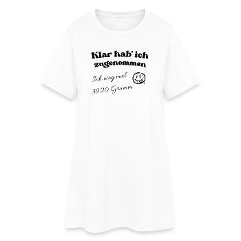 Lachendes Mondgesicht mit Sternen und Spruch - Frauen T-Shirt-Kleid - Weiß - Vorne