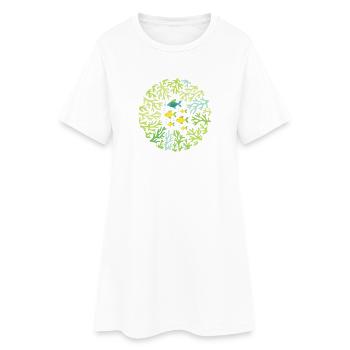 Underwater world with fish and corals - Women’s T-Shirt Dress - white - Front