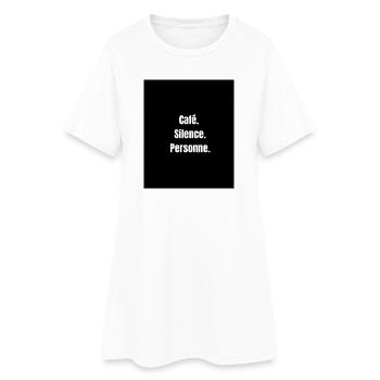 Café + Silence – La recette parfaite - Robe T-shirt Femme - blanc - Devant