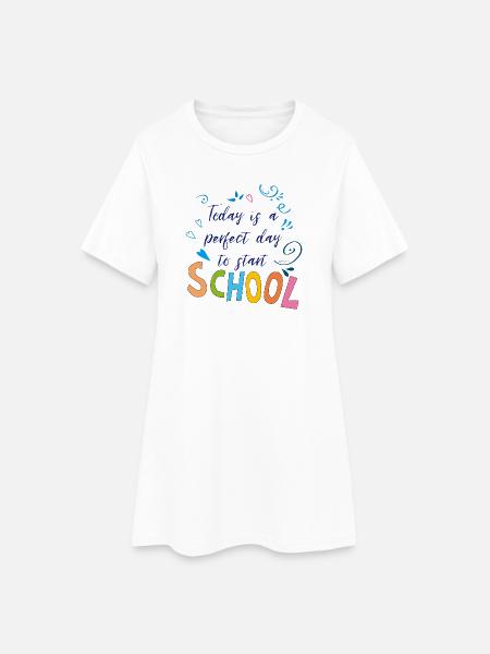 School Time - Frauen T-Shirt-Kleid - Weiß