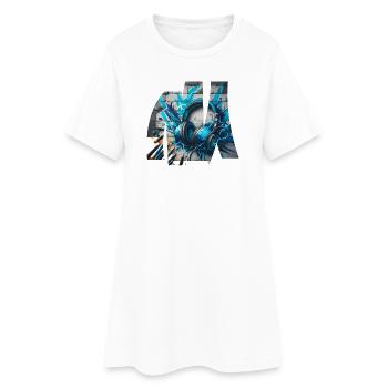 Rythme Graphique et Son Chromatique. - Robe T-shirt Femme - blanc - Devant