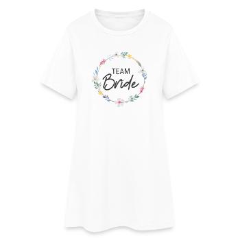 Team Bride! Personalisierbar, Blumen-Kranz - Frauen T-Shirt-Kleid - Weiß - Vorne