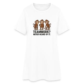 Explorer l’amitié des singes avec humour - Robe T-shirt Femme - blanc - Devant