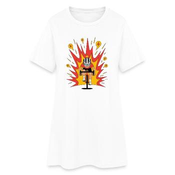 Angriffsmodus Radfahrer Krone Karikatur - Frauen T-Shirt-Kleid - Weiß - Vorne