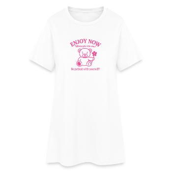 Rosa Bär – Sei geduldig mit dir selbst Shirt - Frauen T-Shirt-Kleid - Weiß - Vorne