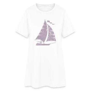 Silhouette de voilier minimaliste grunge - Robe T-shirt Femme - blanc - Devant