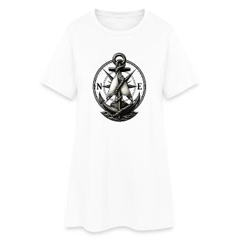 Vintage Nautischer Anker Kompass Emblem - Frauen T-Shirt-Kleid - Weiß - Vorne