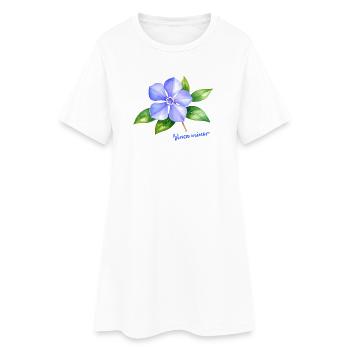 Vinca Minor - Aquarell botanische Illustration - Frauen T-Shirt-Kleid - Weiß - Vorne