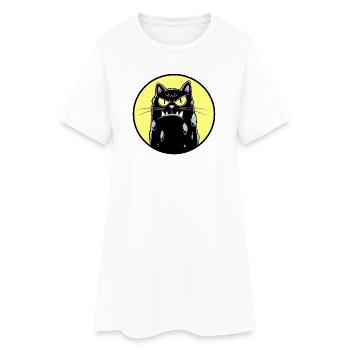 Chat noir - Robe T-shirt Femme - blanc - Devant
