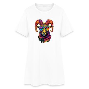 Widder Mufflon Aries Wilde Schafe Männliches Schaf - Frauen T-Shirt-Kleid - Weiß - Vorne