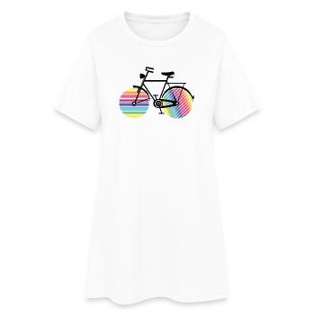 Vélo arc-en-ciel – élégant et coloré - Robe T-shirt Femme - blanc - Devant