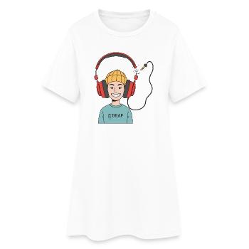 Sourds et heureux - Robe T-shirt Femme - blanc - Devant