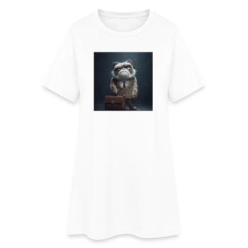 Bürokatze im Regen - Frauen T-Shirt-Kleid - Weiß - Vorne