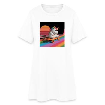Skatercorn - Frauen T-Shirt-Kleid - Weiß - Vorne