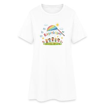 Regenbogen-Kinder-Freude - Frauen T-Shirt-Kleid - Weiß - Vorne