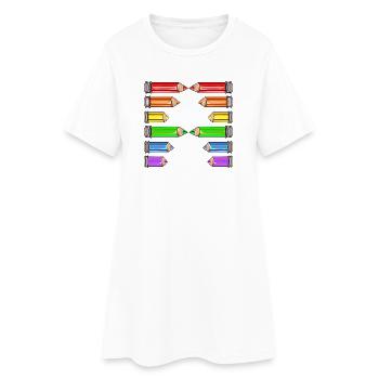 LETTRE UN NOM CRAYONS DE COULEUR D’ÉCOLE - Robe T-shirt Femme - blanc - Devant