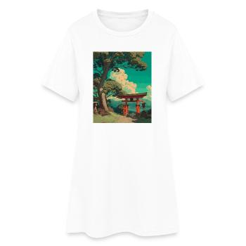 Ruhige japanische Torii-Tor-Landschaft - Frauen T-Shirt-Kleid - Weiß - Vorne
