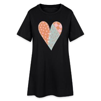 Patchwork Heart No8 - Women’s T-Shirt Dress - black - Front