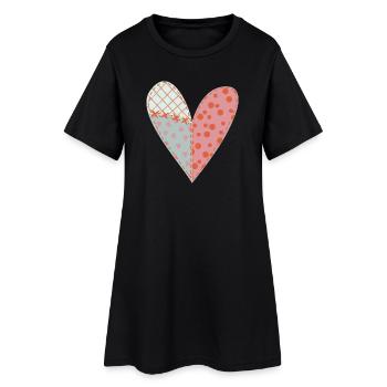 Patchwork Heart No11 - Women’s T-Shirt Dress - black - Front