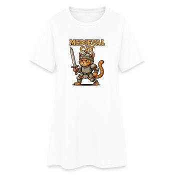 Mittelalter Katze - Frauen T-Shirt-Kleid - Weiß - Vorne