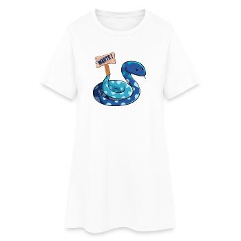 LUSTIGES WORTSPIEL WARTEN SCHLANGE - Frauen T-Shirt-Kleid - Weiß - Vorne