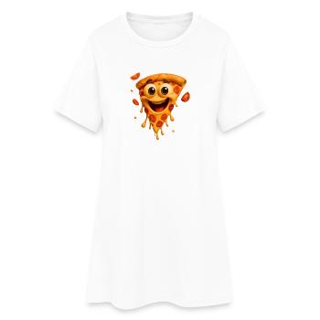 Illustration de visage de pizza heureuse - Robe T-shirt Femme - blanc - Devant