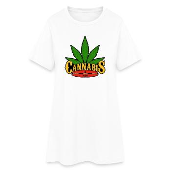 Feuille de Cannabis Rétro Badge Design - Robe T-shirt Femme - blanc - Devant