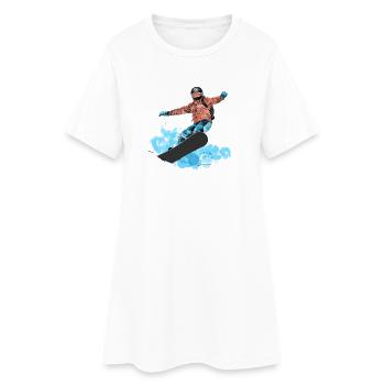 Snowboarding - Frauen T-Shirt-Kleid - Weiß - Vorne