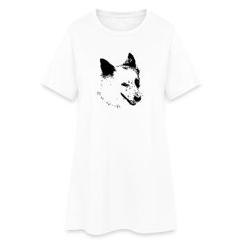 Selfie avec un visage de chien - Robe T-shirt Femme - blanc - Devant