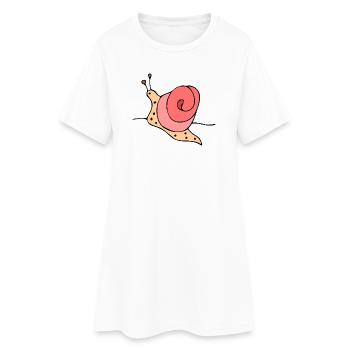 Stylized snail on pink background - Women’s T-Shirt Dress - white - Front