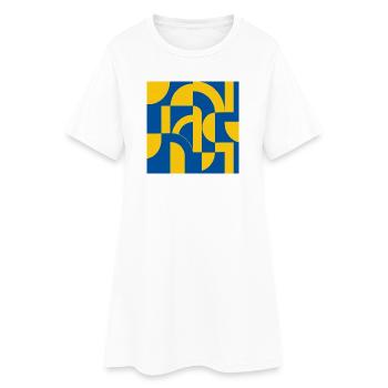 Design abstrait bleu-jaune - Robe T-shirt Femme - blanc - Devant